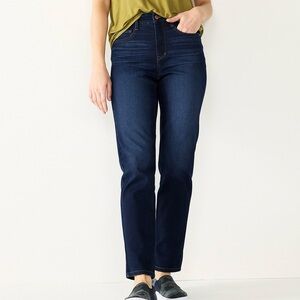 Nine West Gramercy Curvy Straight Jeans‎ Dark Wash High Rise 16 NWT
